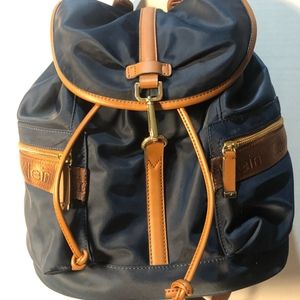 Fall Nylon Backpack ; Navy,Brown,Gold